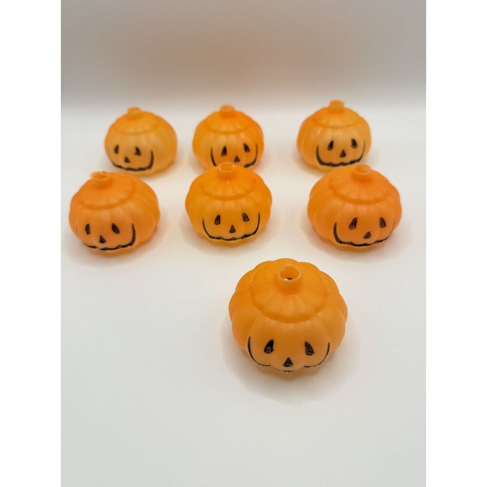 Vintage Halloween Blow Mold Pumpkin String Light Covers Lot of 7 Jack-O-Lantern - Picture 2 of 6